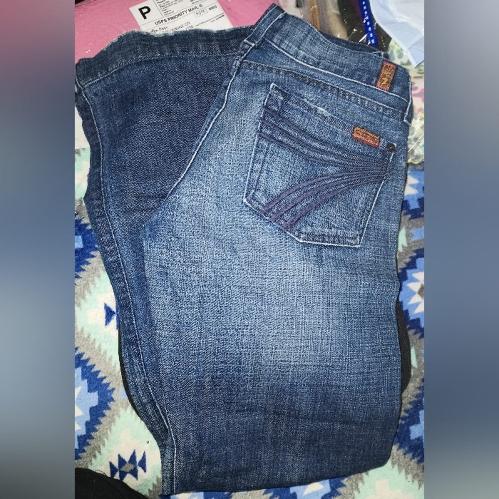 7 For All Mankind Dark Blue Flare Jeans